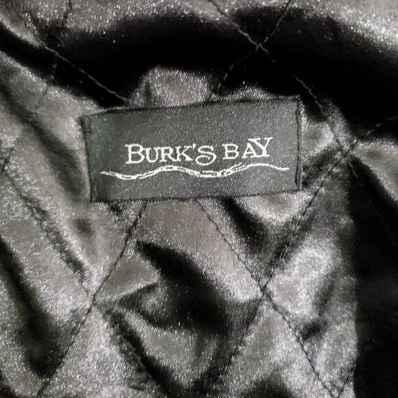 Black Burks Bomber Jacket Bay Men's Leather and Wool Sleeve and Sz Large - Picture 2 of 12